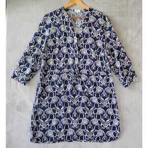 crown & ivy Navy and White Elephant Print Dress
